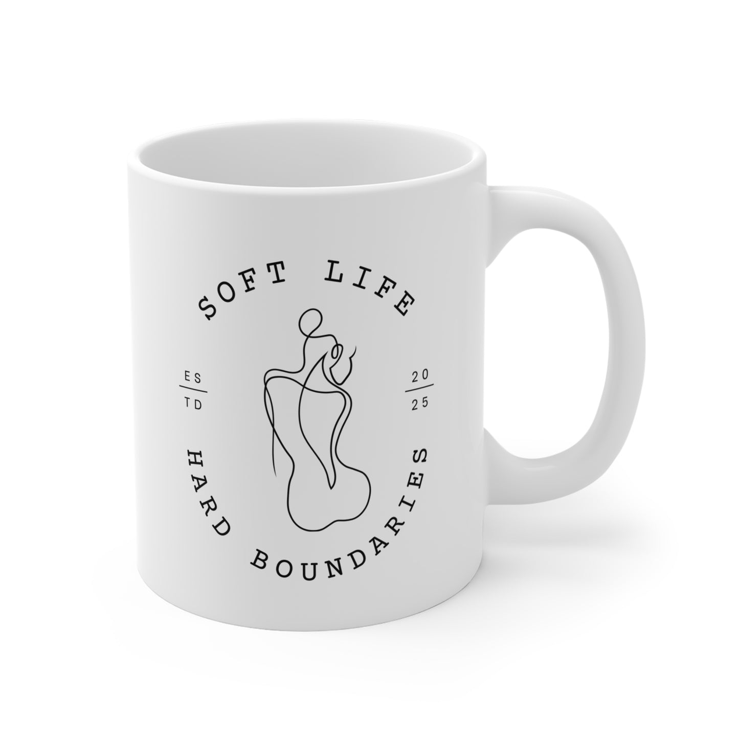 Soft Life, Hard Boundaries Mug – Minimalist Power