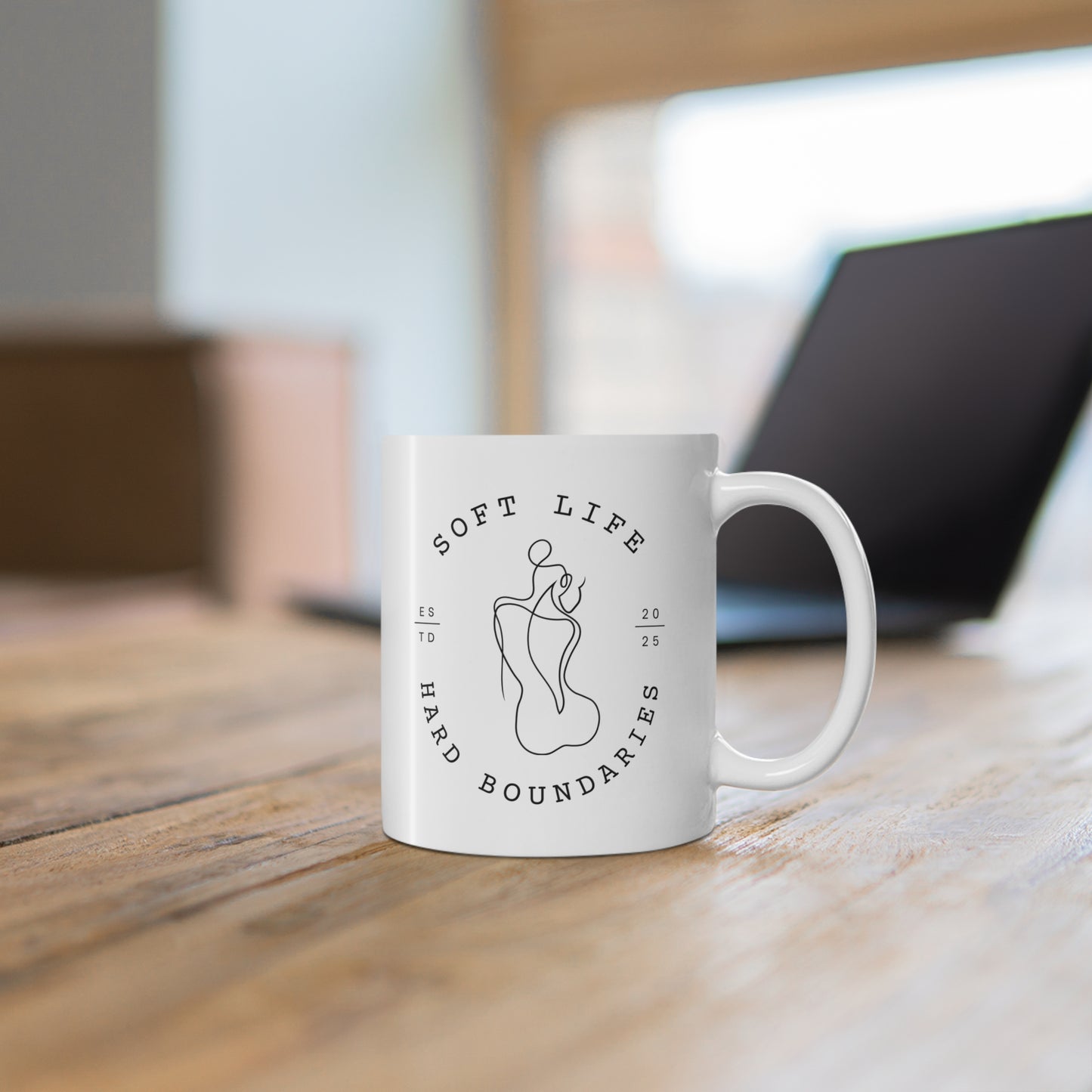 Soft Life, Hard Boundaries Mug – Minimalist Power